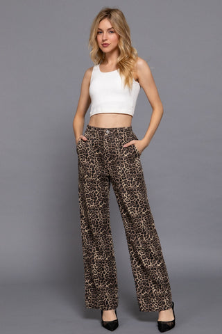 ANIMAL PRINT COTTON PANTS