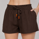 CHOCOLATE LINEN SHORTS