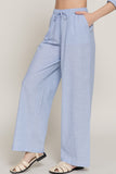 GAUZE LINEN PANTS Blue Stripe