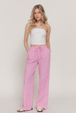 GAUZE LINEN PANTS Pink Stripe