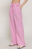 GAUZE LINEN PANTS Pink Stripe