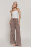 WAISTBAND WITH STRING CRINKLE KNIT LONG PANTS