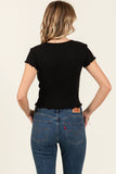 MELLOW EDGE HEAVY LOW-GAUZE RIB KNIT TOP