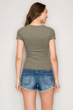 CREW NECK RAYON RIB KNIT TOP