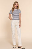 STRIPE RIB TOP Off White/Black