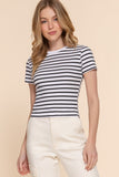 STRIPE RIB TOP Off White/Black