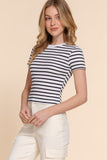STRIPE RIB TOP Off White/Black