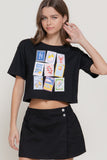 PRINT CROP TOP Black