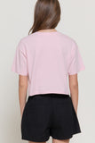ROUND NECK PRINT KNIT CROP TOP