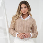 Cropped Cable Knit Sweater Top