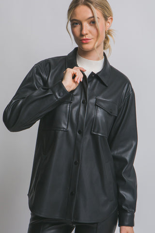 LEATHER BUTTON DOWN TOP