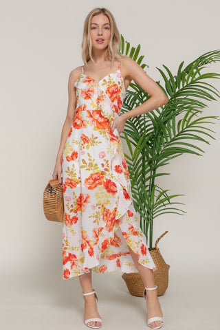 FLORAL PRINTED MIDI DRESS