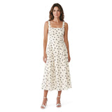 Floral Square Neck Sleeveless Midi Dress