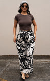 PRINTED WIDE LEG PANTS