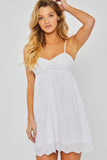 WOVEN SOLID MINI CAMI RUCHED DRESS
