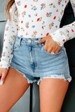 STANDOUT DISTRESSED HIGH RISE SHORTS