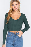 LONG SLV V-NECK CROP SWEATER