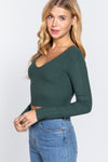 LONG SLV V-NECK CROP SWEATER