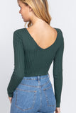 LONG SLV V-NECK CROP SWEATER