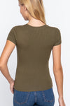 SHORT SLV V-NECK RAYON-SPAN RIB TOP