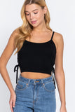 SIDE OPEN w/TIE HEAVY RIB KNIT CAMI