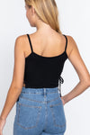 SIDE OPEN w/TIE HEAVY RIB KNIT CAMI